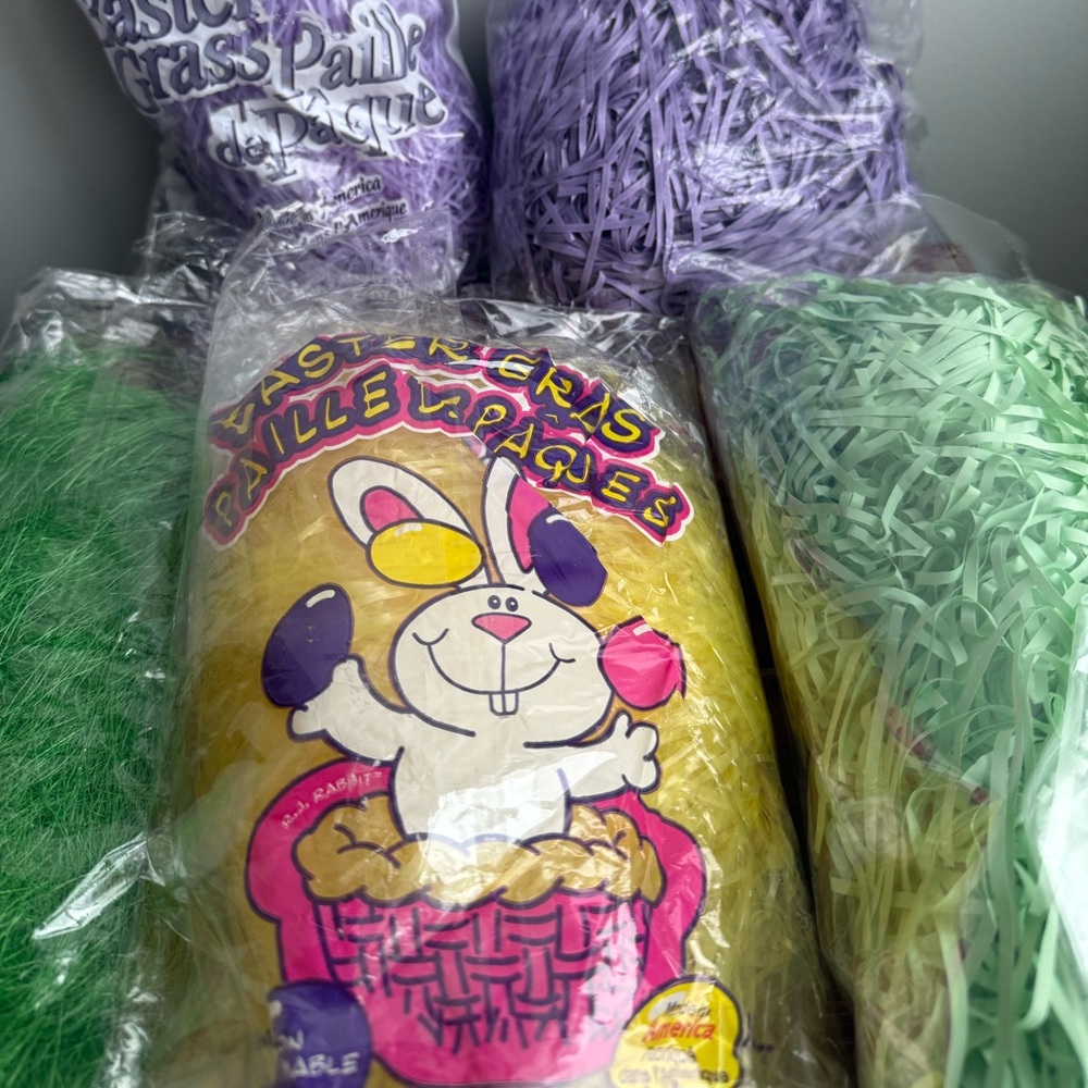 Set of 5 Vintage Easter Basket Filling Pastel Purple Green Yellow Decor